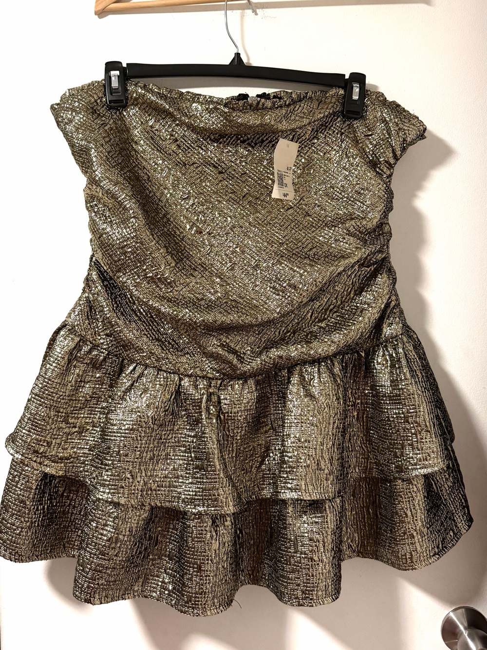 Forever 21 Metallic Gold Ruffle Tiered Tunic Top